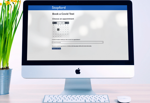 How COVID Test Booking looks in action
